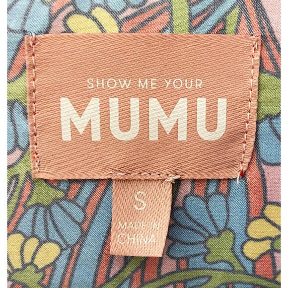 Show Me Your Mumu Women's Pajama Top Positano Paisley Satin Colorful Fan Floral - Picture 7 of 10